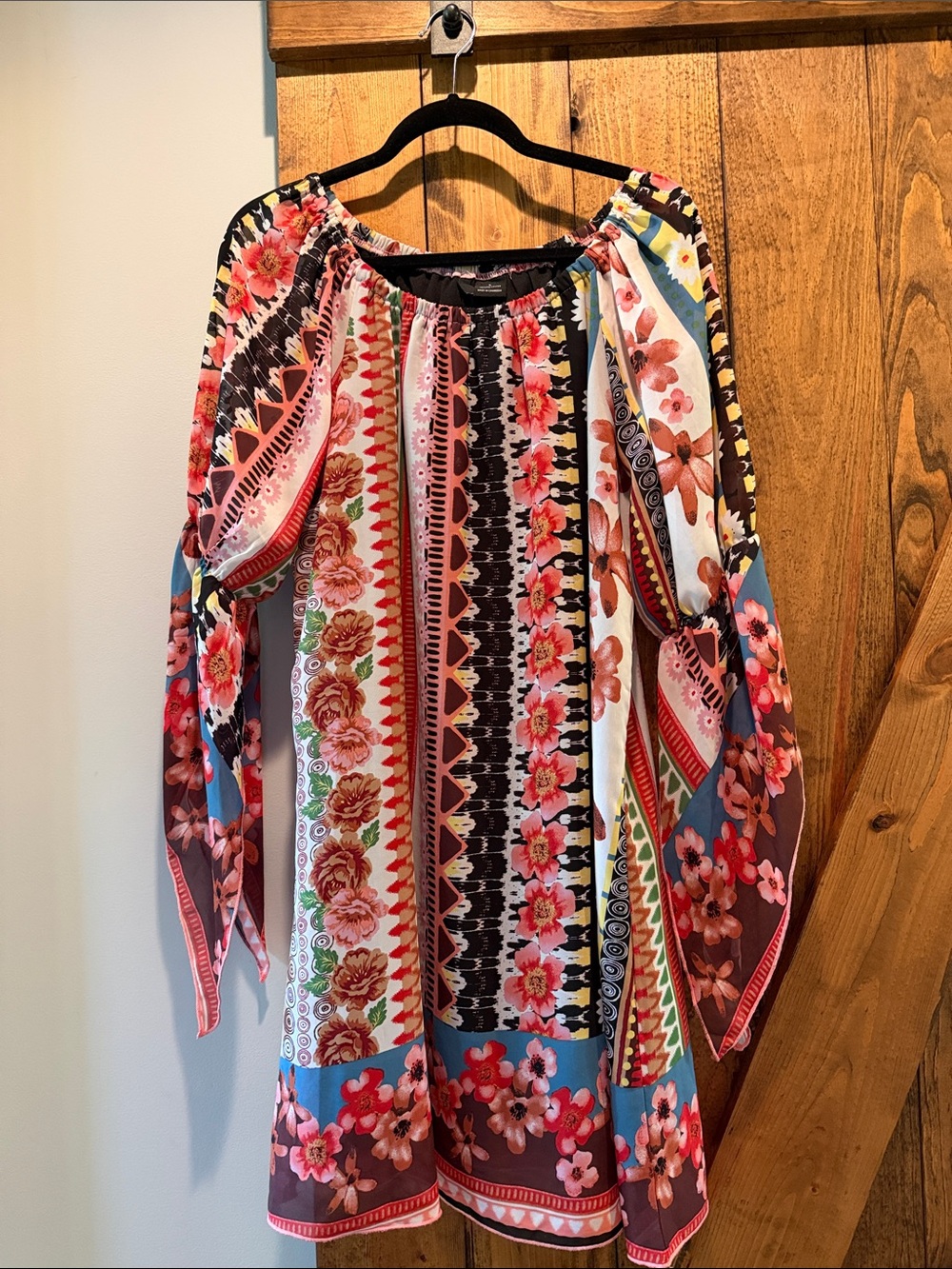 new directions Multicolor Floral Stripe Dress - Pink, Blue, Brown